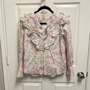 La Vie Rebeccaa Taylor Floral Bib Front Blouse